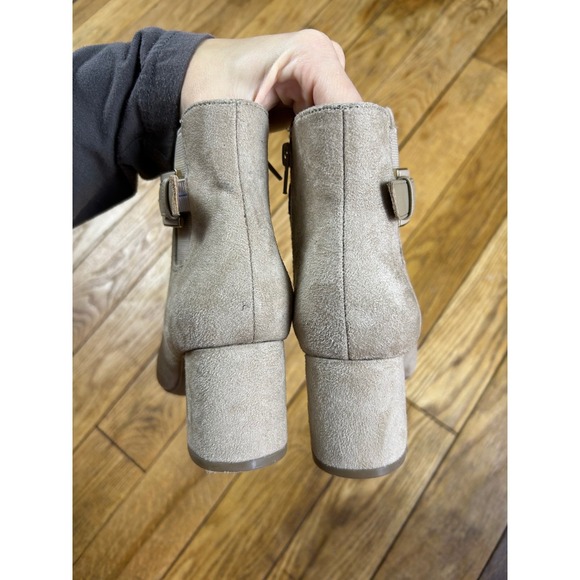 LifeStride Truly Taupe Suede Block Heel Ankle Boots Women's Size 6M - Picture 4 of 7